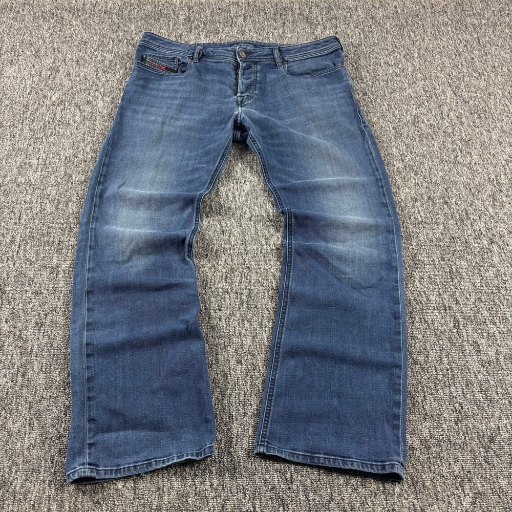 Diesel Y2K Zatiny Grunge Bootcut Heavyweight Blue Wash Denim Jeans 34x30